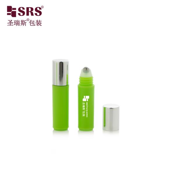 RPA-2ml Opaque Green Custom Color Plastic Bottle With Aluminum Screw Cap Logo Printed Roll on Bottle Sample Packaging