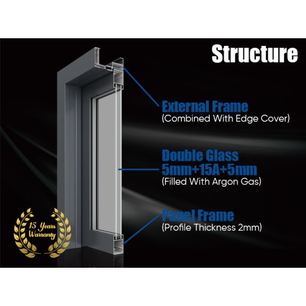 Waterproof Soundproof Double Glass Aluminium Heavy Duty Interior Bathroom Casement Door
