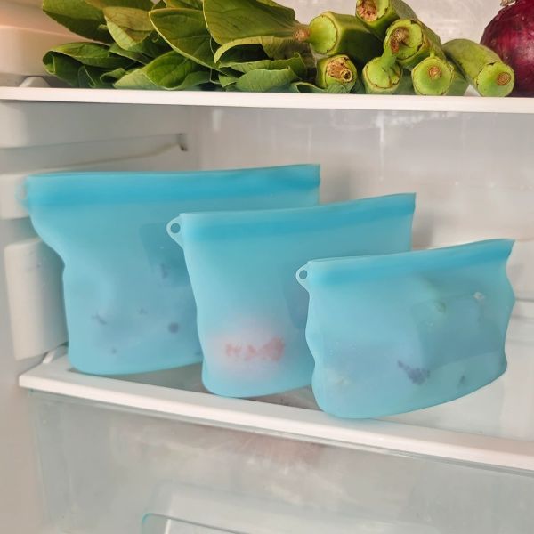 Sacs de conservation alimentaires réutilisables en silicone de qualité supérieure pour la congélation, la cuisson et l'organisation – Étanche, résistant aux odeurs et facile à nettoyer – L'alternative durable idéale aux contenants alimentaires en plastique jetables