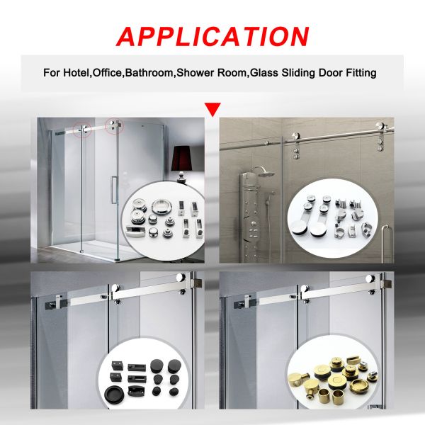 Customizable Frameless Ziny Alloy Gold Sliding Door Fitting Shower Door Hardware Kit