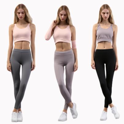 Marca privada de treino vestir calças curtas fato para mulheres sem costura Scrunch Bum Set de calças de duas peças