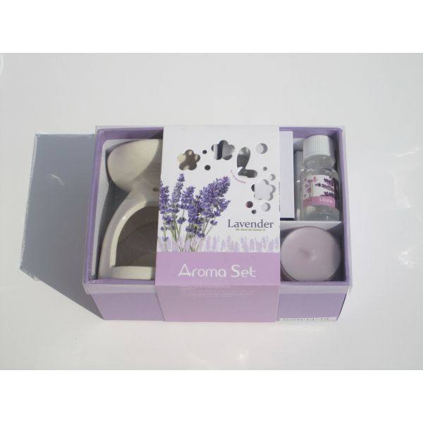 Pink  lavender fragrance scented tealight candle & holder  with printed label packed into gift box