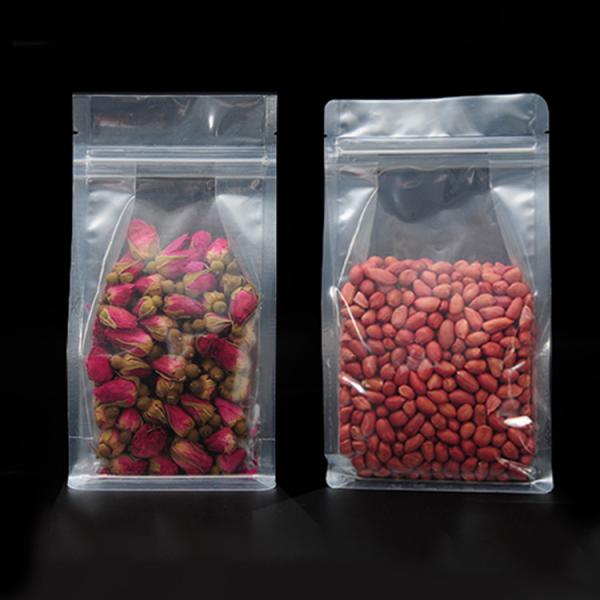 Heat Sealed Transparent Food Grade Square Bottom Stand Up Pouches Digital Printing Candy Bags