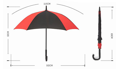 Square Automatic Walking Stick Umbrella Dual Tone Red And Black Umbrella