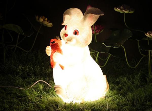 Resin rabbit lights garden landscape lawn lamp park scenic spot cartoon animal grassland beautiful bright lamp
