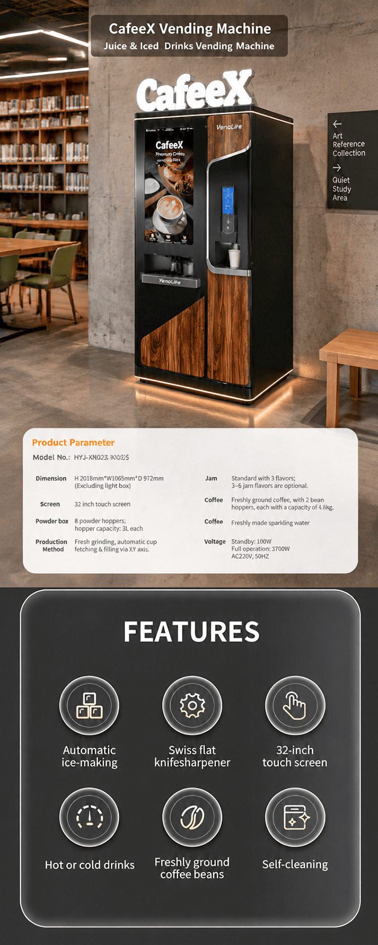 Commercial Self-Service Beverage Vending Machine for Fresh Drinks | Intelligent Coffee & Juice Retail Equipment Manufacturer