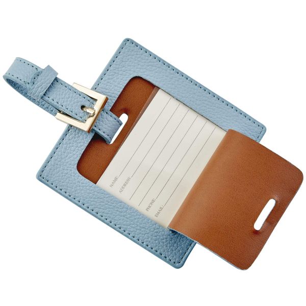 Square Shape Genuine Leather Luggage Tags Blank Baggage Tags Custom Logo For Travelling
