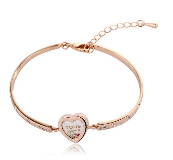 Stainless Steel Glass Heart Shape Rose Floating Charm Living Lockets Chain Bracelet GLB021