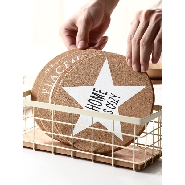 Table Decoration Accessories Must-Have Eco-Friendly Wood Cup Mat Custom Cork Coasters