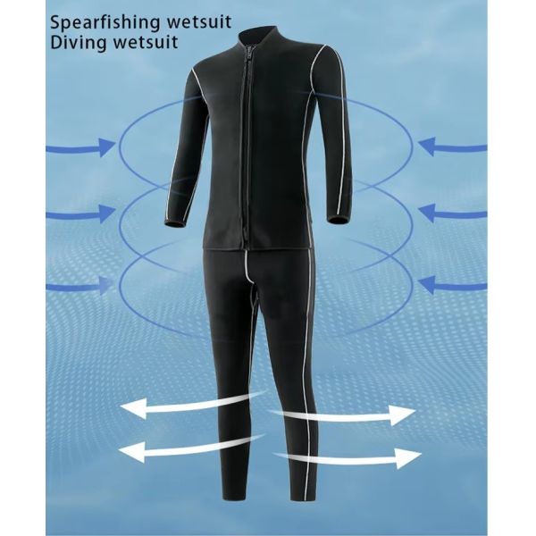 Traje de neopreno de buceo térmico de 3MM, traje de pesca submarina negro para deportes al aire libre y natación