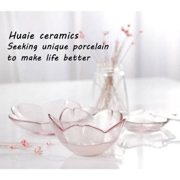 Creative Pink Cherry Blossom Glass Fruit Salad Plate