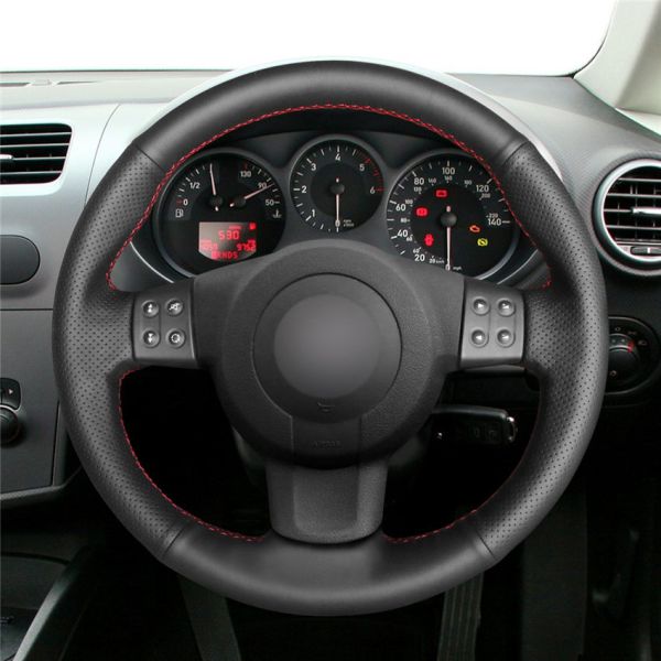 Custom Hand Sewn Red And Black Steering Wheel Cover For Seat Ibiza Cupra 6J 2007 2019