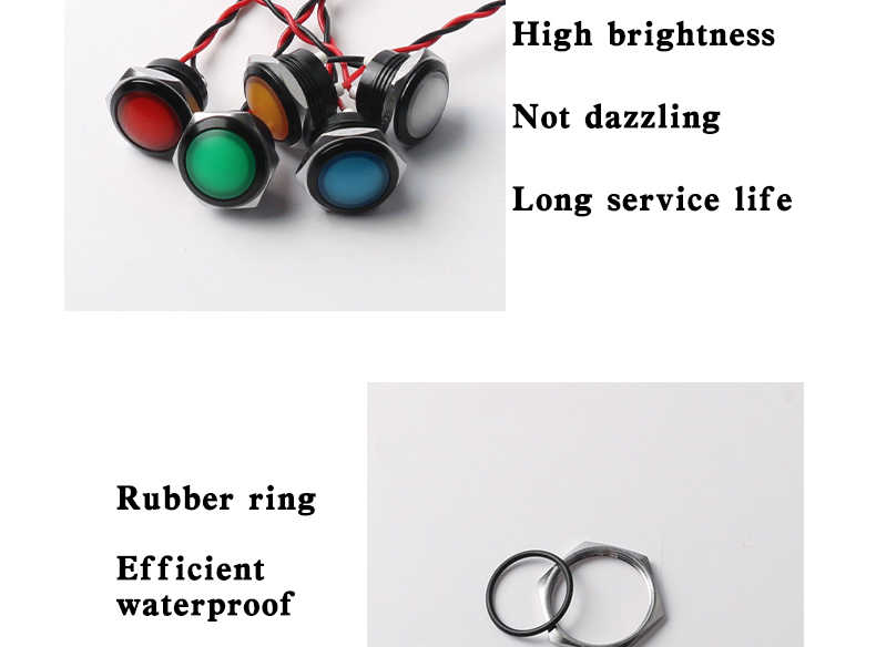 16mm Indicator Light Waterproof Five Colors Optional Oxidized Black Strip Line signal Light