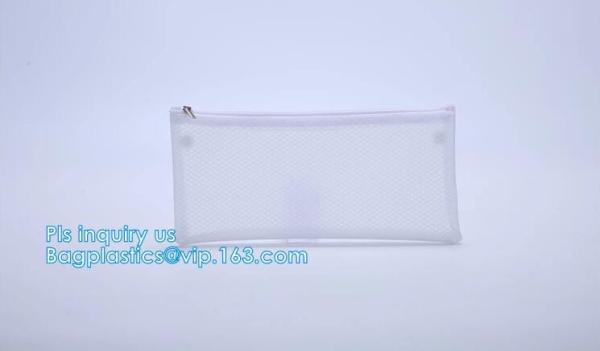 multi-purpose washable portable breathable 3 pcs polyester mesh travel cosmetic bag, Mesh Zipper Black Makeup Pouch Cosm