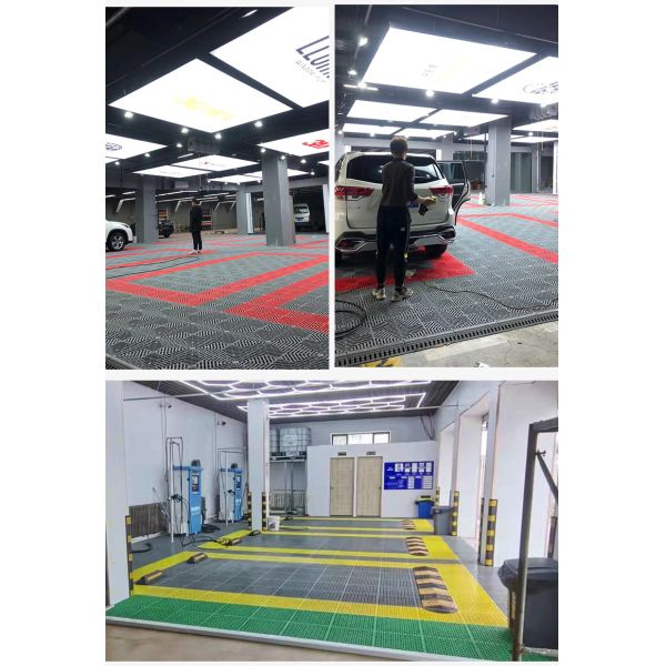 Waterproof Car Wash Splicing Grid Grille Plastic Garage Floor Tile in 40*40*4cm Size