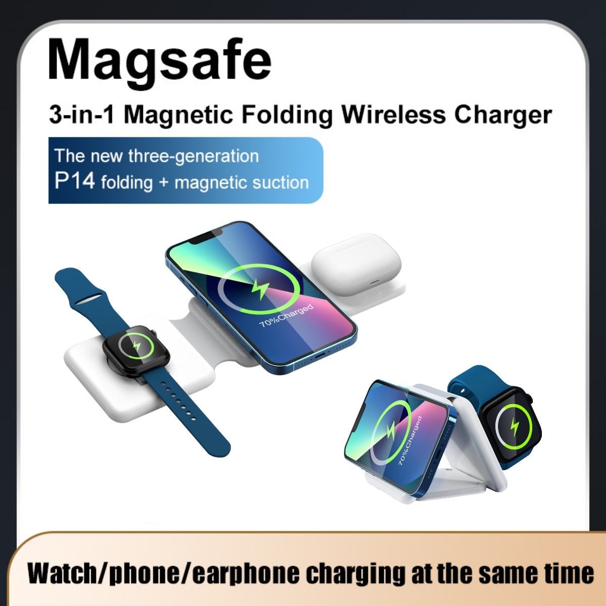 Многочисленные устройства 3 в 1 беспроводное зарядное устройство Travel RTOPS Magnetic Wireless Charger