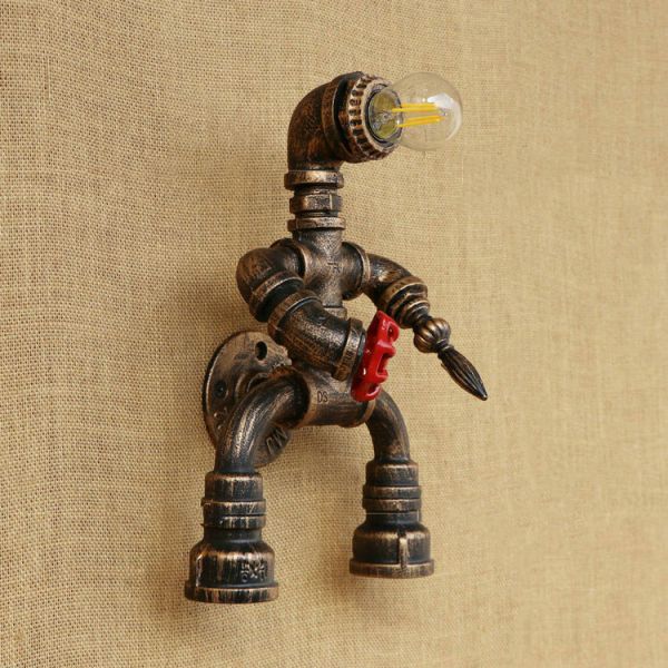 Steam punk wall lamp creative restaurant hall corridor stair iron robot wall light (WH-VR-43)