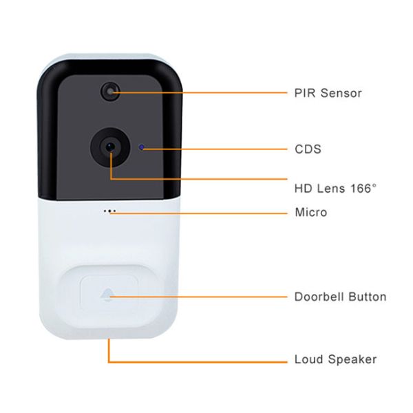 Кольцо Wifi RoHS квартиры HD 1080P включило видео- дверной звонок