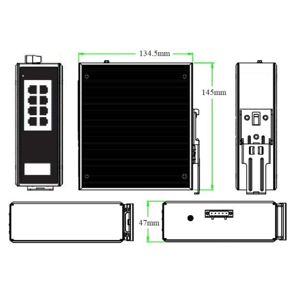 10-Port Gigabit Industrial Ethernet Switch With 8*10/100/1000M RJ45 Ports DIN Rail Mounting