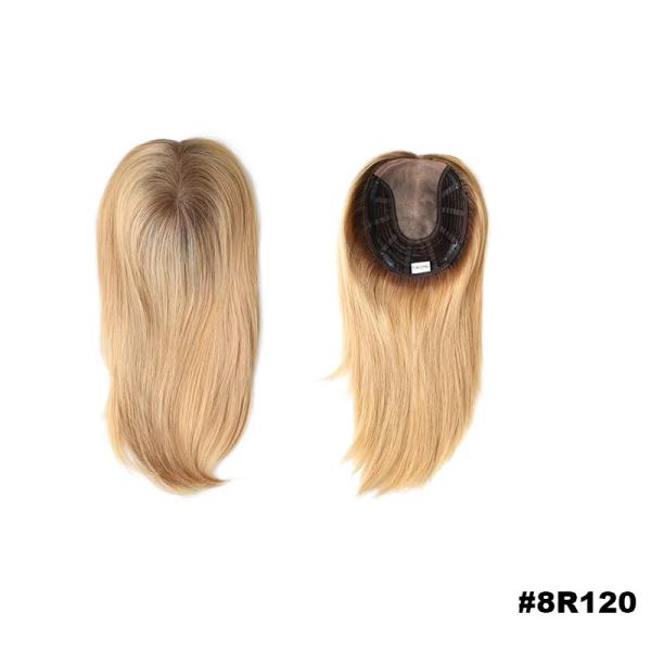100% European Virgin Hair women Mono hair topper natural color double drawn full end full coverage mono wefted Topper