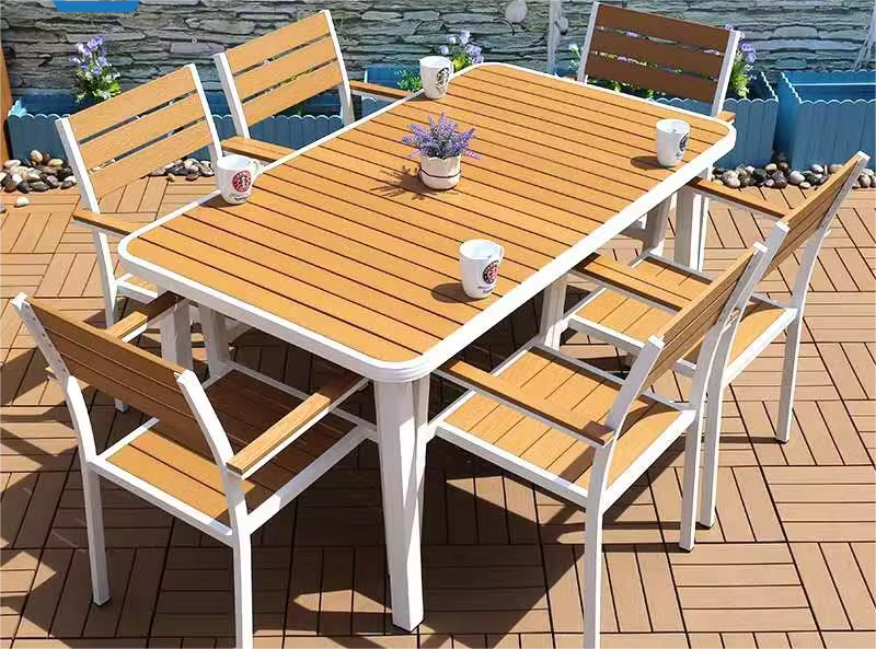 Умываемый 6-местный патио набор водонепроницаемый полидревесной наружный стол и стулья