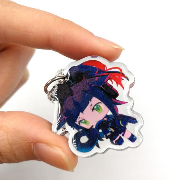 Custom anime print double sided glitter acrylic keychain epoxy resin charm with logo
