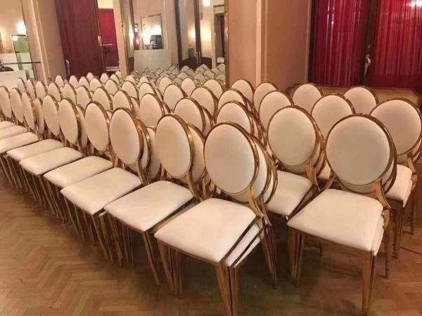 Hot sales Wedding Party Golden Stainless Steel Round Back Dining Chair