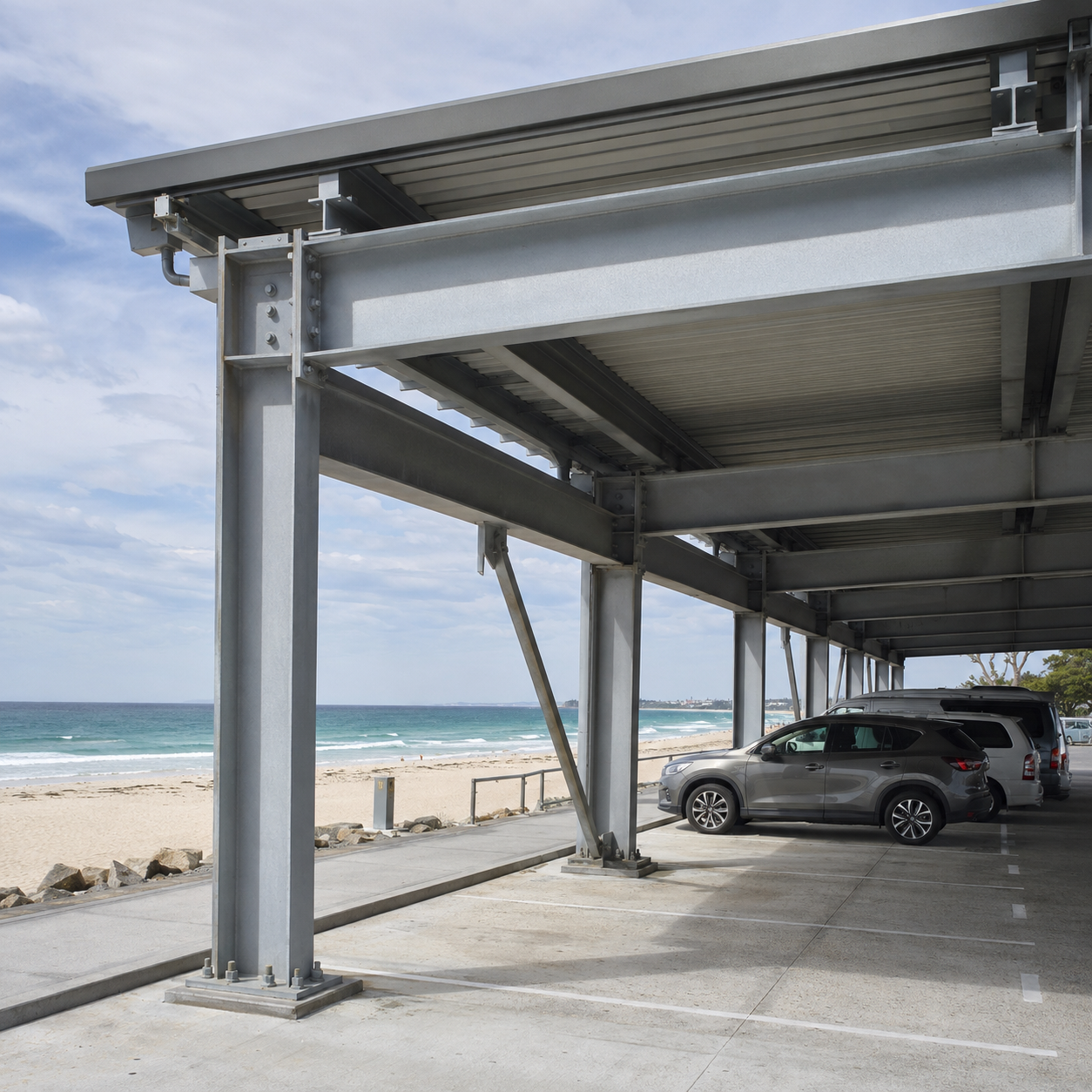 Anti Rust Powder Coated Steel Parking Structures For Coastal Areas