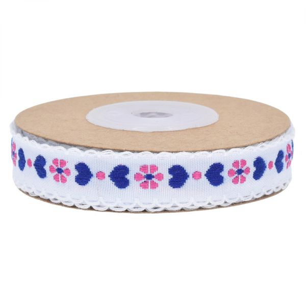 Jacquard 12mm Floral Wired Ribbon ISO14001 Vintage Floral Ribbon