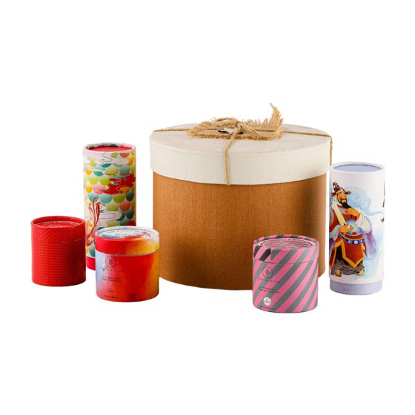 Заказный размер Черный цилиндр из крафт-бумаги Круглый трубный ящик для подарочной упаковки свечей для чая и кофе