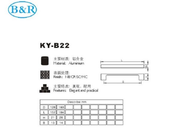 Aluminum Alloy Kitchen Cabinet Handles 128 / 160 Mm Hole Distance