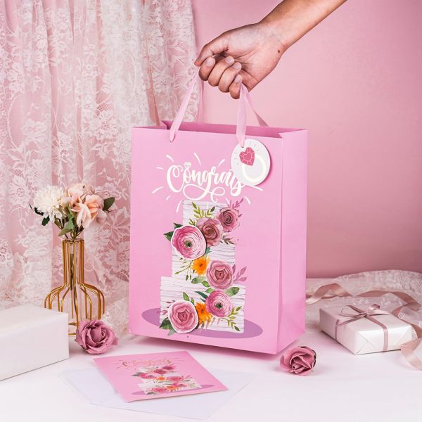 Настройка на заказ Тип складной розовый свадебный подарок упаковка бумажная сумка для свадебного торта