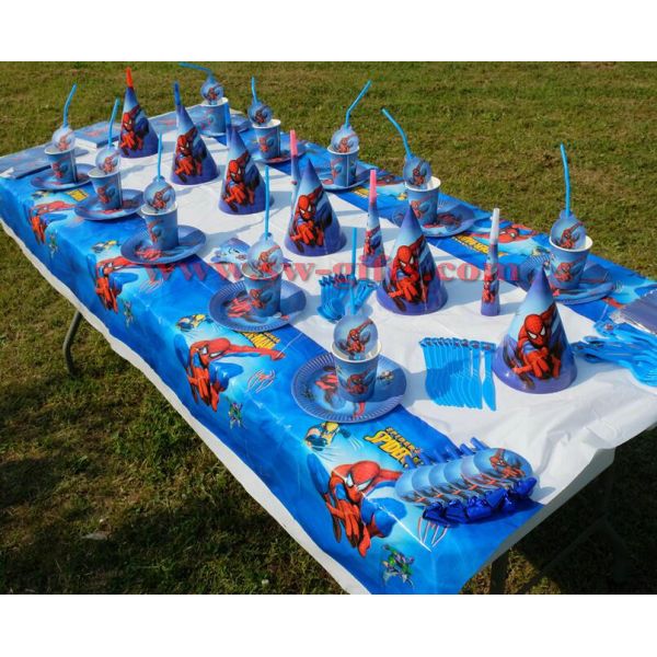 SPIDERMA THEME PAPER GLASSES CUPS SPIDERMAN DISHES KIDS BIRTHDAY PARTY DECORATION SPIDER MAN TABLE CLOTH