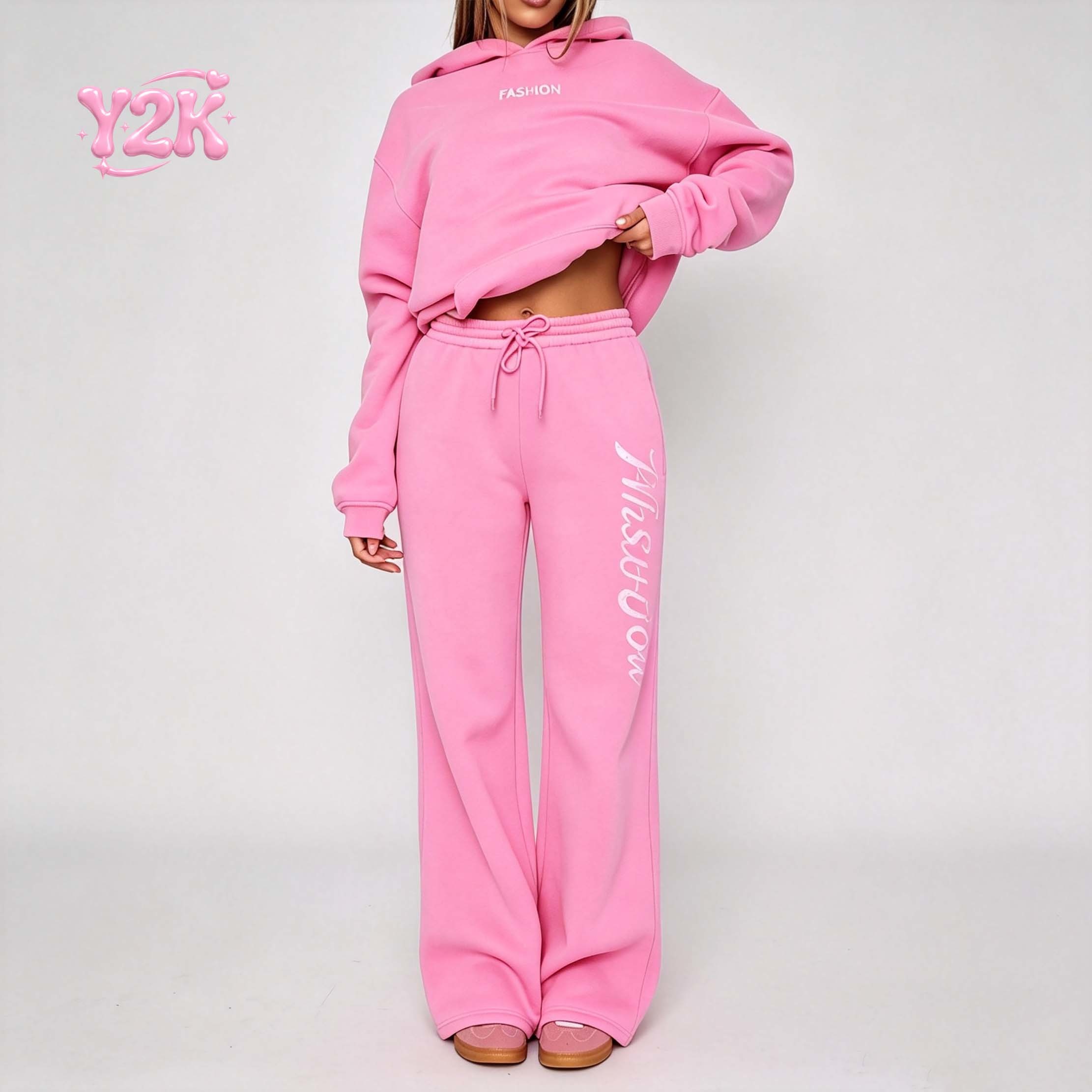 Custom Women's Oversized Hoodie Wide Leg Sweatpants Set