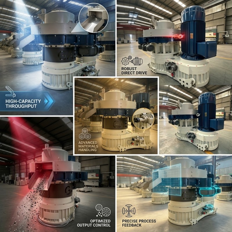 SKF Bearing Equipped Industrial Wood Pellet Machine 132KW Ring Die Biomass Pelletizer With Extended Service Life