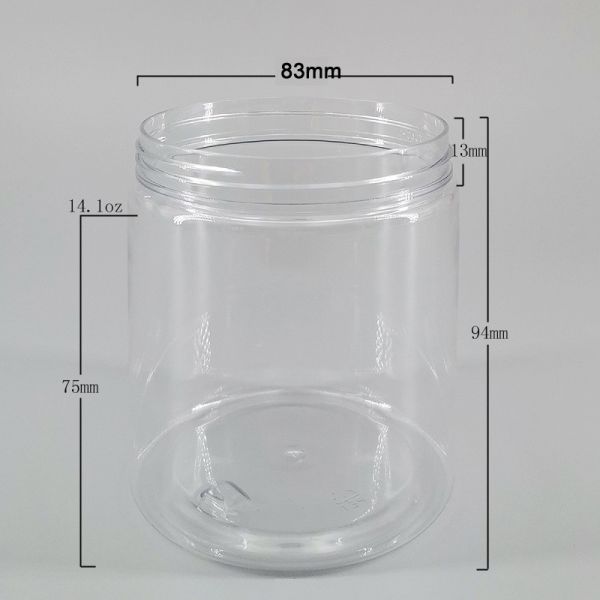 400ml Transparent PET Plastic Jar With PP Lid Clear Mouth Bottles Food Storage Cosmetic Skincare Packaging