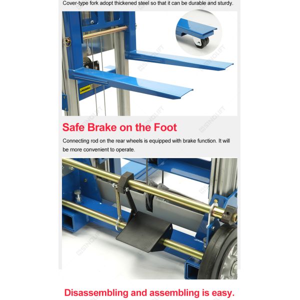 Apilador manual con cabrestante de la serie SW con patas de apoyo – Estabilidad superior para cargas exigentes