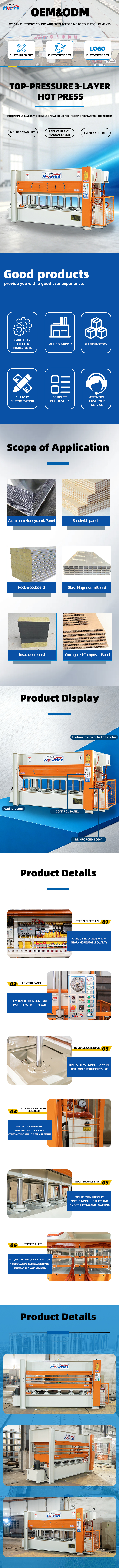 3-Layer Top-Drive Hydraulic Hot Press Machine with 50 Tons Maximum Pressure and Electric Heating Heat Transfer Oil
