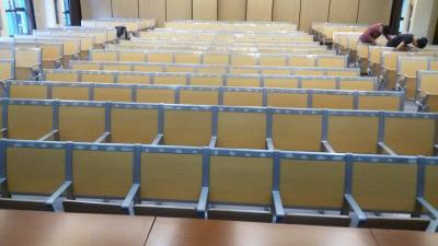 College Furniture School Fixed Table And Chair / Lecture Hall Ladder Classroom Desk