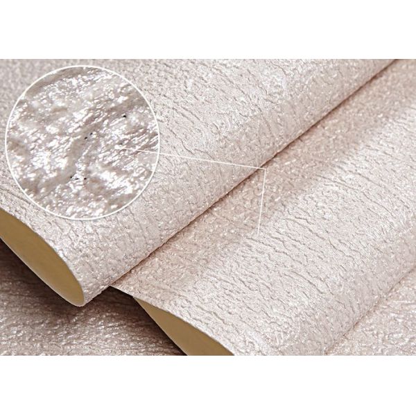 Light Pink Embossed Vinyl Wallpaper Waterproof Solid Pattern Vivid 3D Effect