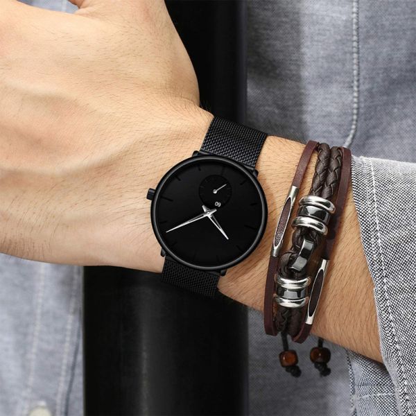 Fashion Unisex Quartz Wrist Watch With Stainless Steel Mesh Band