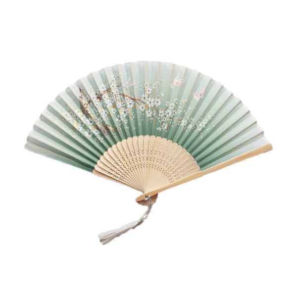 [I AM YOUR FANS] Chinese Flower Pattern Art Craft Gift Folding Fan Party Dance Ancient Style Clothing Hand Fan