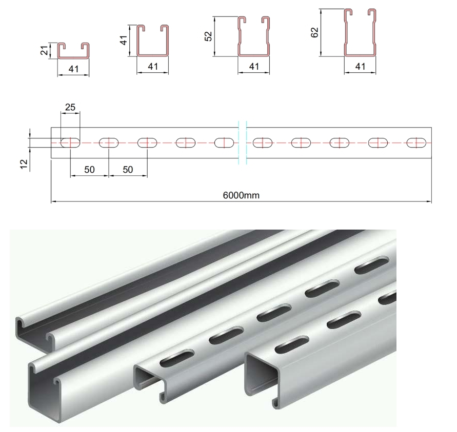 1.5-2.5mm Stainless Steel Unslotted & Slotted C Uni Solar Strut Roll Forming Machine With Servo Following Cutting And Punching
