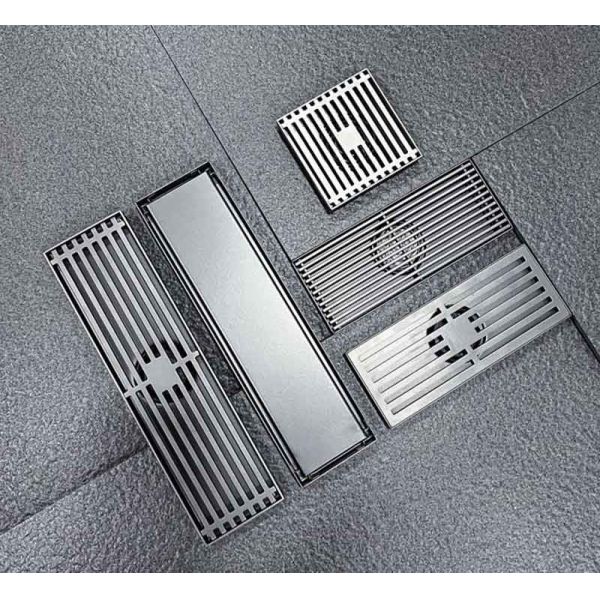 4 Inch Bathroom Floor Drain Stainless Steel With Matte Black Matte Grey Color