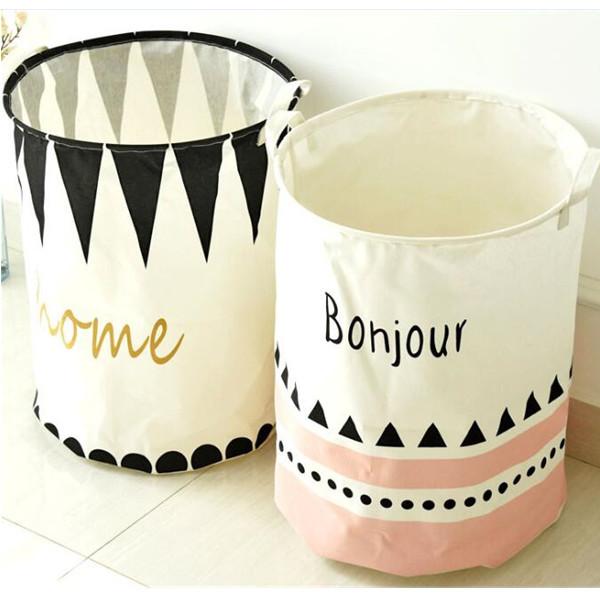 Ramie Cotton Foldable Laundry Basket Cylindric Burlap Canvas Storage Basket