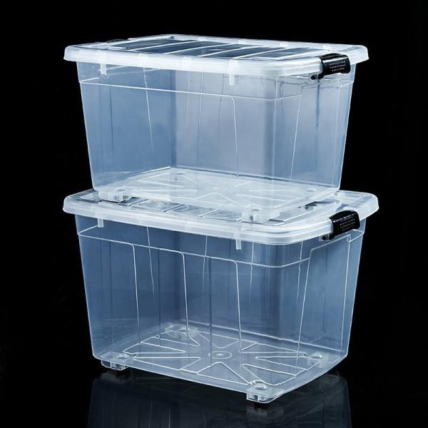 Recyclable Bin Household Multifunction Large Stackable Clothes Clear Transparent PP Container Box Plastic Storage Boxes Bins With Lid Wheels