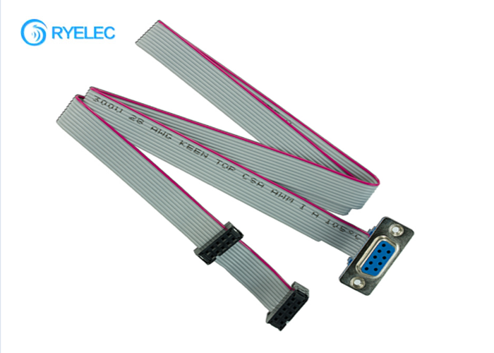 Female 10 Pin Flat Ribbon Cable Assembly With 2.54mm IDC Connector Pitch
