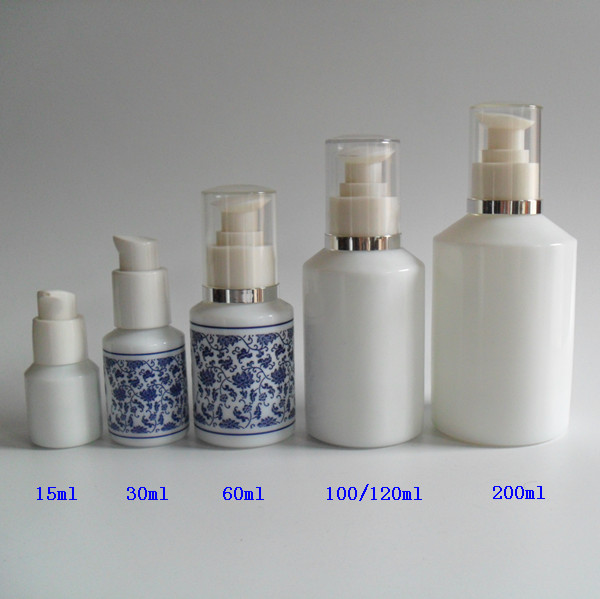 cosmetic packaging 30ml opal white essential oil glass bottle with aluminum lid