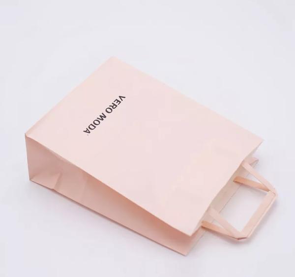 ODM Pink Kraft Paper Bag Biodegradable Patch Handle Bag ISO9001