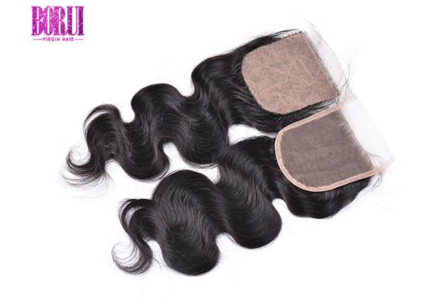 Swiss Free Middle Three Part Body Wave 4*4 Lace Closure , Brazilian Human Hair